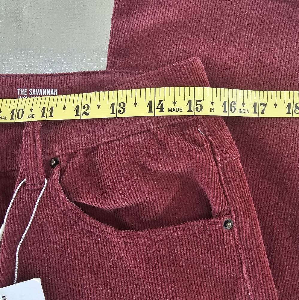 Kensie Savannah Woman's High Rise Flare Corduroy Pants Burgundy 10/30 Retro Chic - Picture 11 of 13